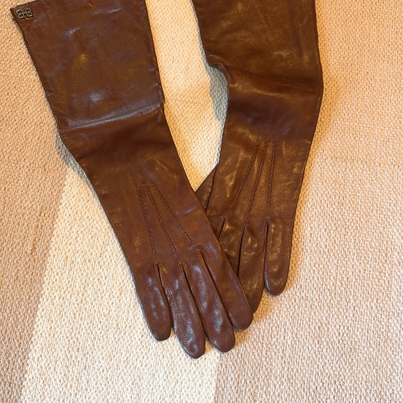 Hugo Boss Accessories - Hugo Boss Dark Brown Leather Long Gloves